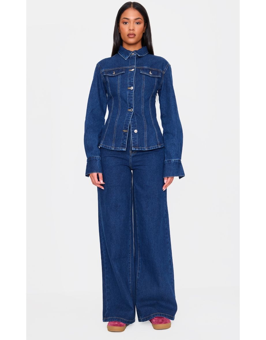 Tall Dark Indigo High Waisted Wide Leg Jeans