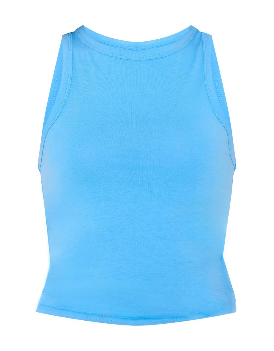 Bright Blue Cotton Racer Vest Top - 4