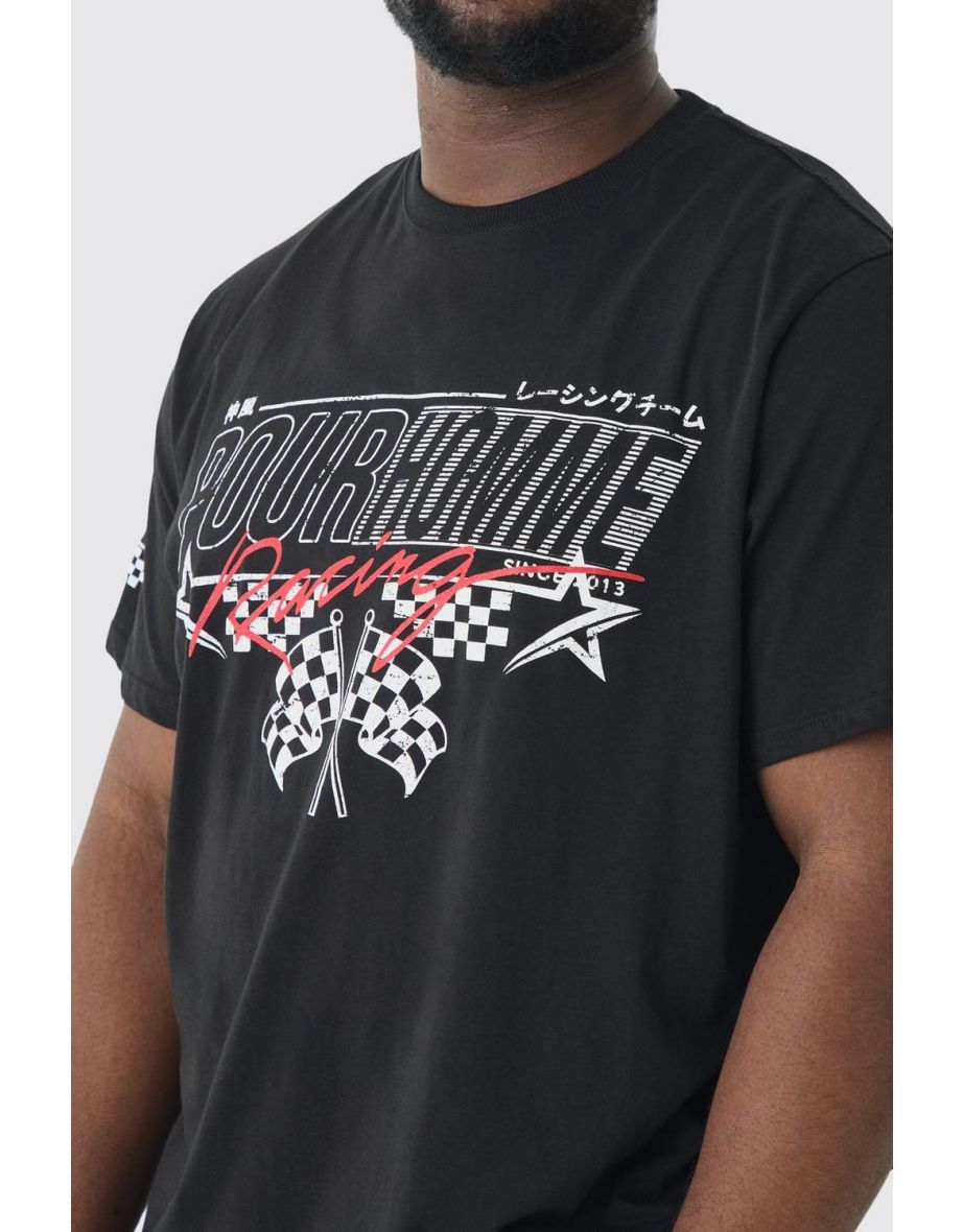Plus Pour Homme Racing Print T-shirt - black - 2