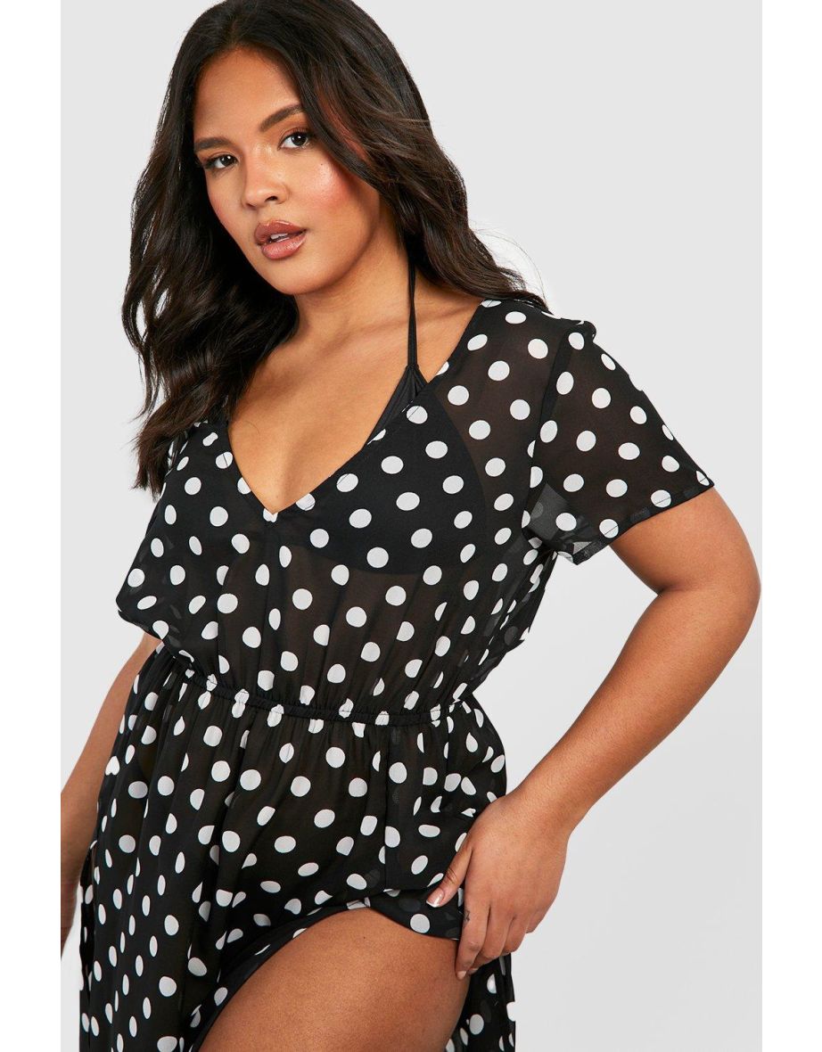 Plus Polka Maxi Beach Kaftan - black - 3