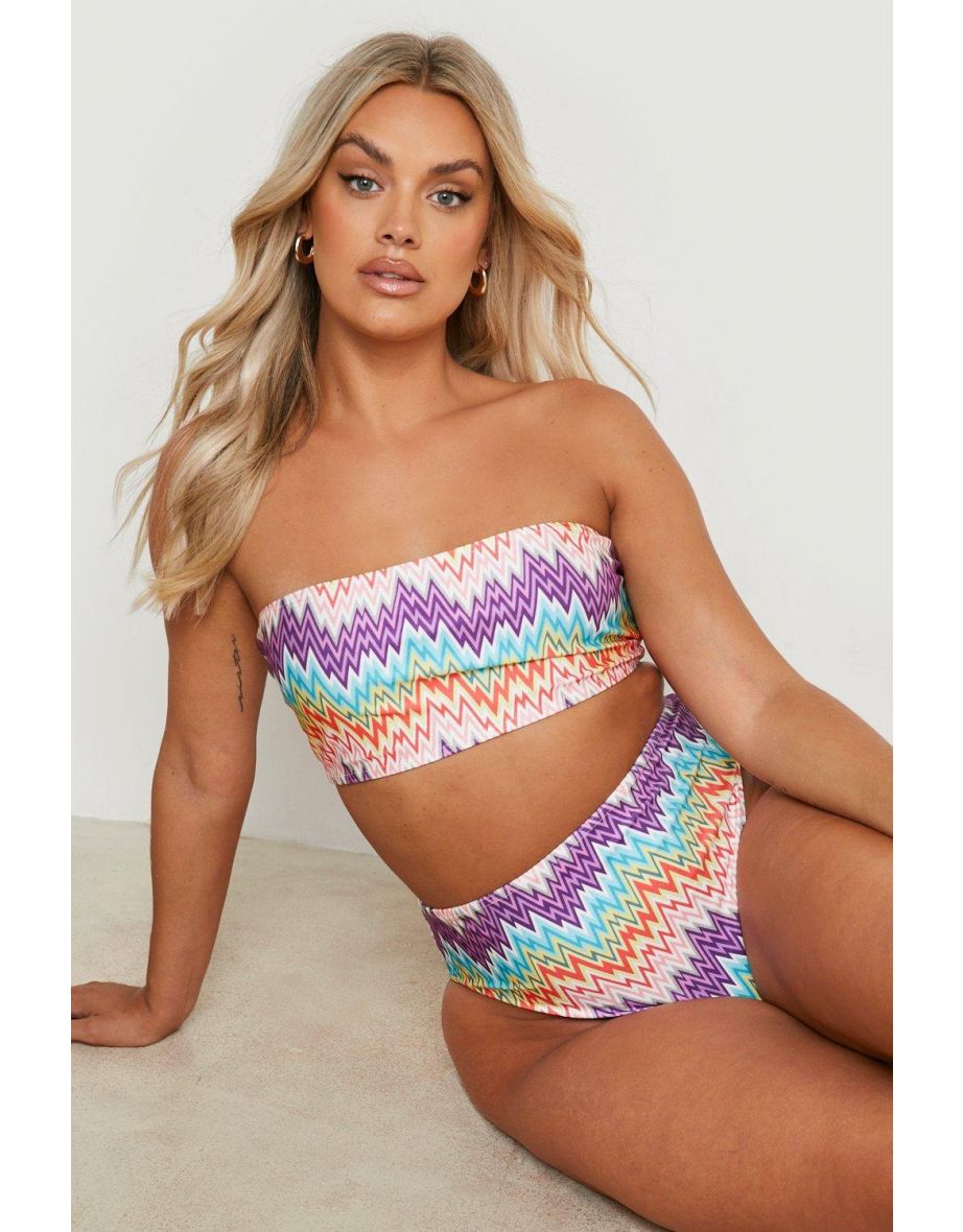 Plus Zig Zag Bandeau Bikini Top - multi - 3