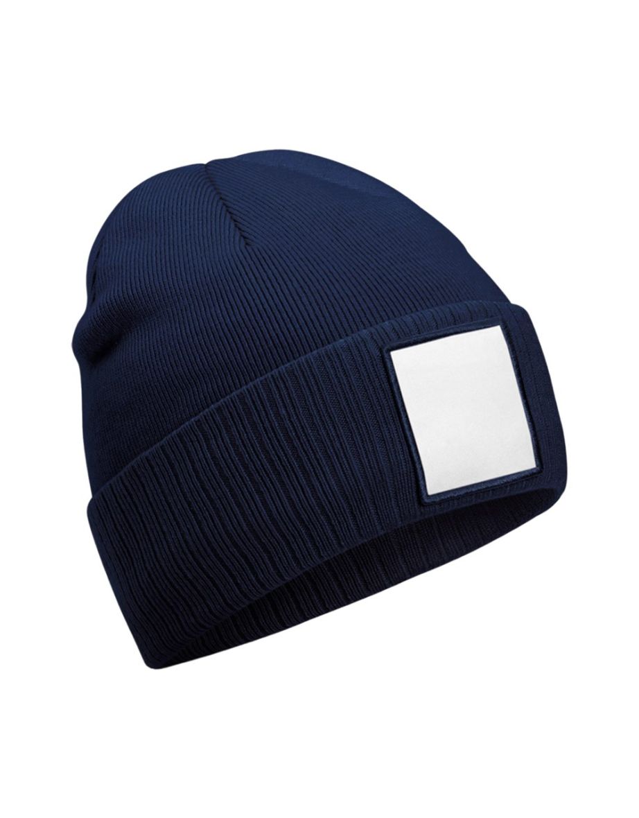 Beechfield Appliqué Patch Beanie - Oxford Navy/White