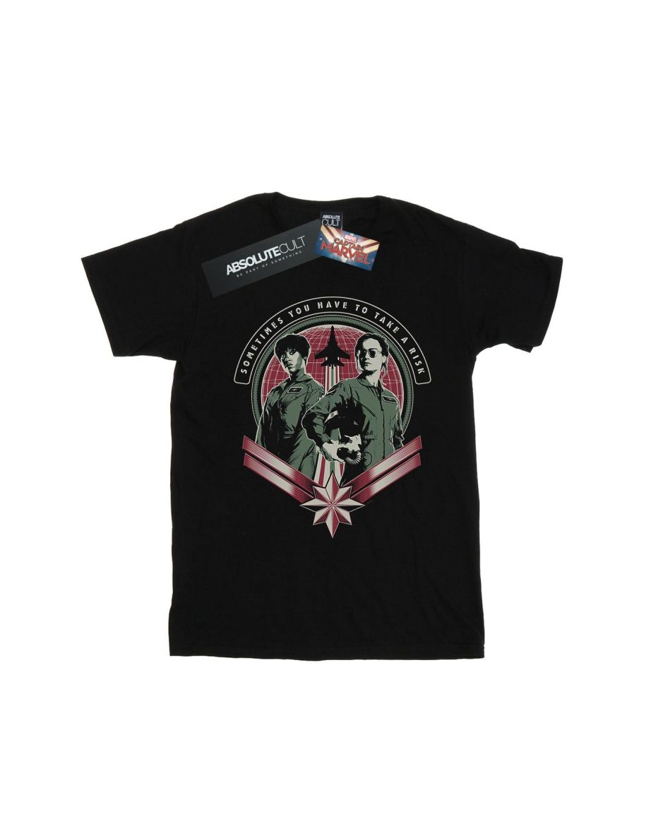 Marvel Boys Captain Marvel Take A Risk T-Shirt - Black - 1