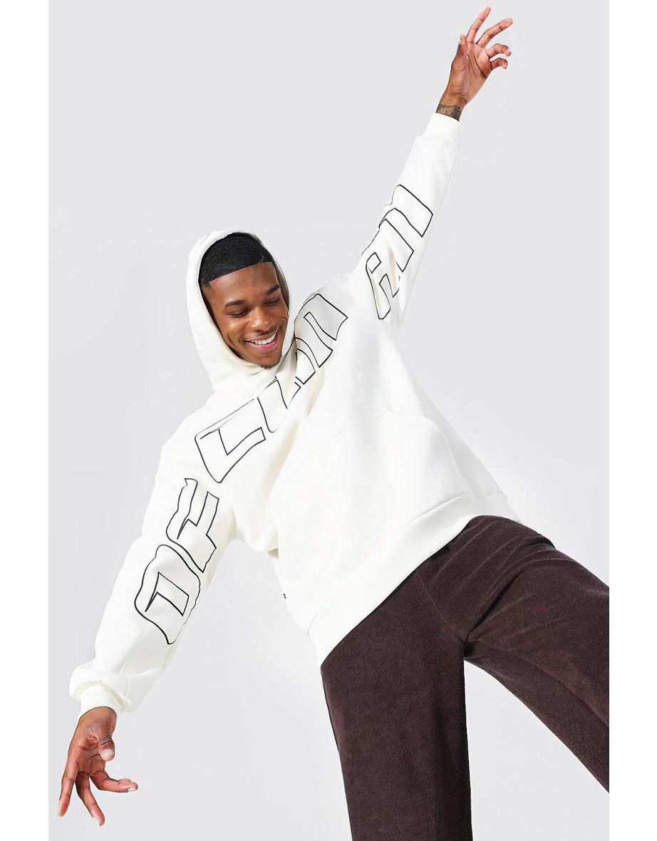 Oversized Ofcl Man Teddy Graphic Hoodie - ecru