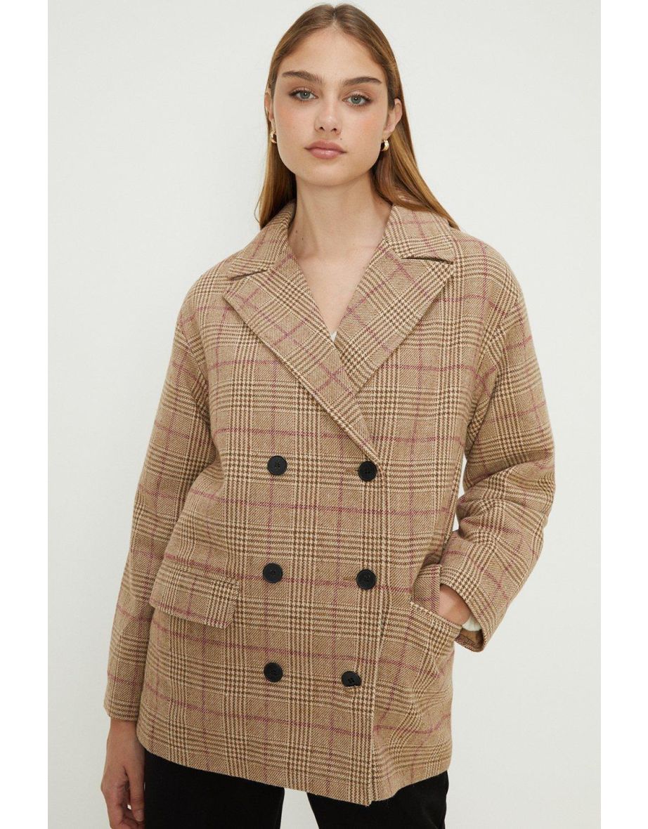 Checked Double Breasted Coat