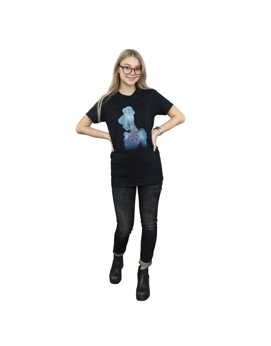 Disney Princess Womens/Ladies Cinderella Filled Silhouette Cotton Boyfriend T-Shirt - Black