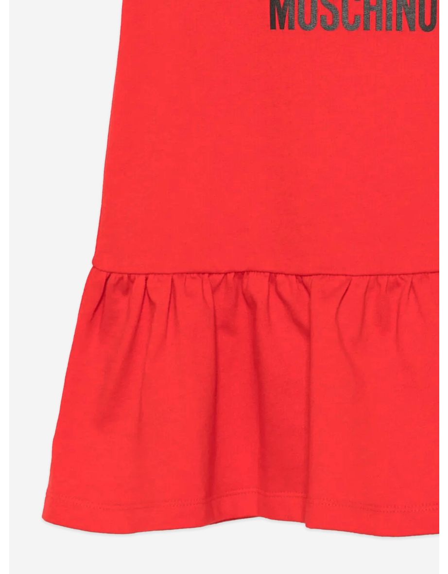 Girls Teddy Bear Logo Dress in Red - 3
