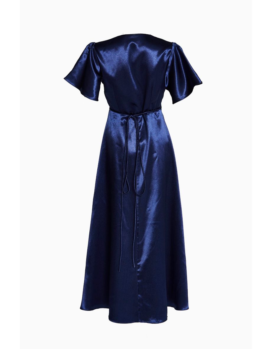 Serena Navy Bridesmaid Wrap Midi-Dress - 6