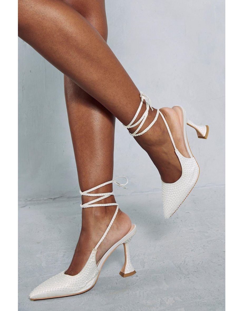 Diamante Embellished Strappy Mid Heels - 2