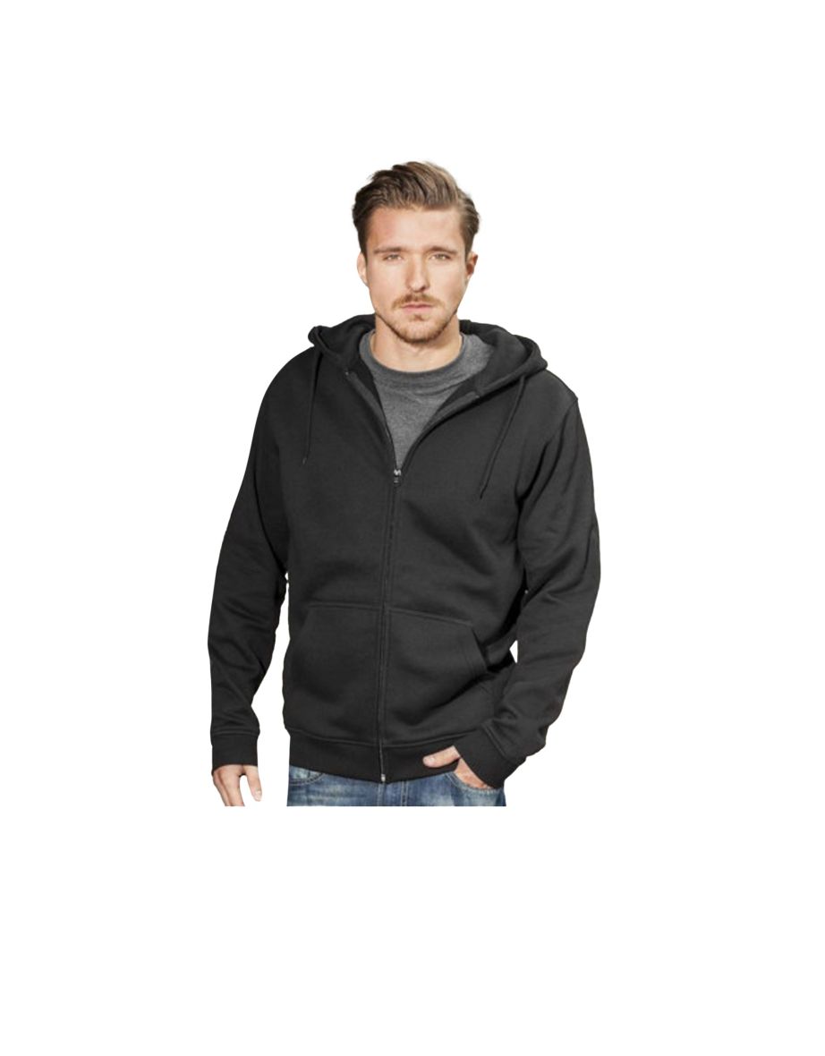 Mens Plain Full Zip Hoodie - Black - 1