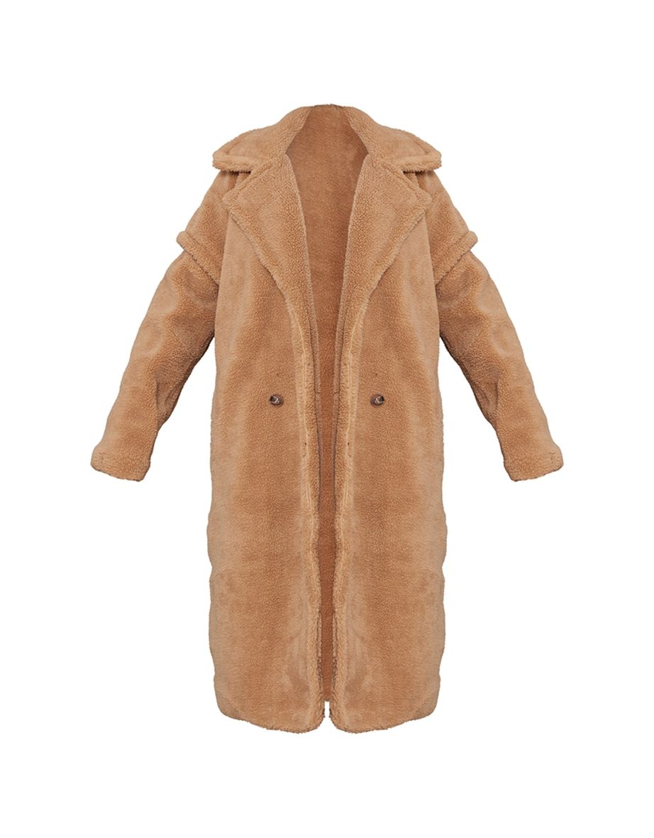 Camel Borg Teddy Bear Coat - 4