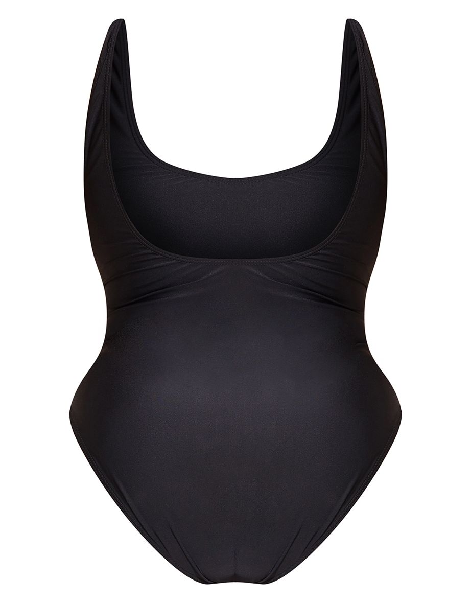 Plus Black Scoop Neck Swimsuit - 3