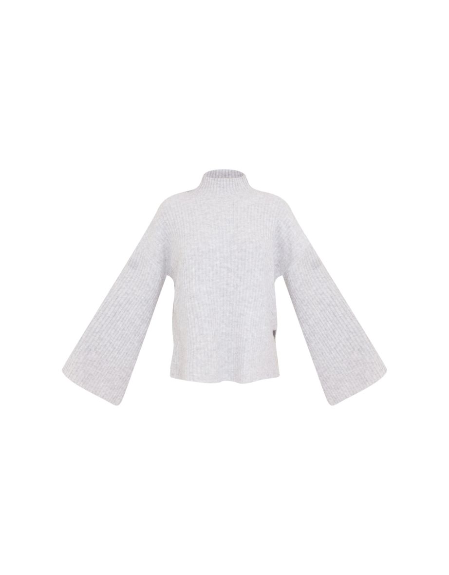 Grey Luxe Rib Knit Oversized Jumper - 4