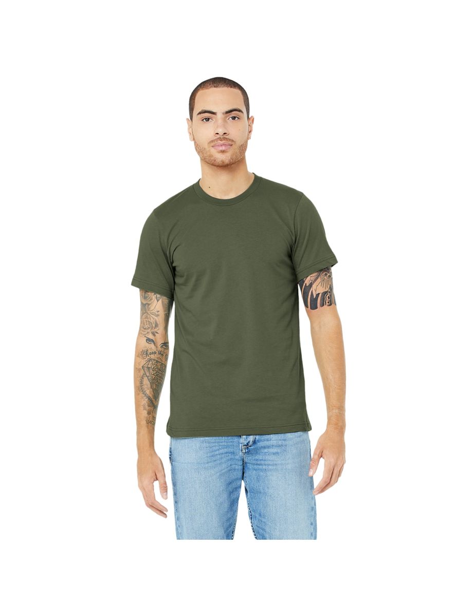 Canvas Unisex Jersey Crew Neck T-Shirt / Mens Short Sleeve T-Shirt - Heather Olive - 2