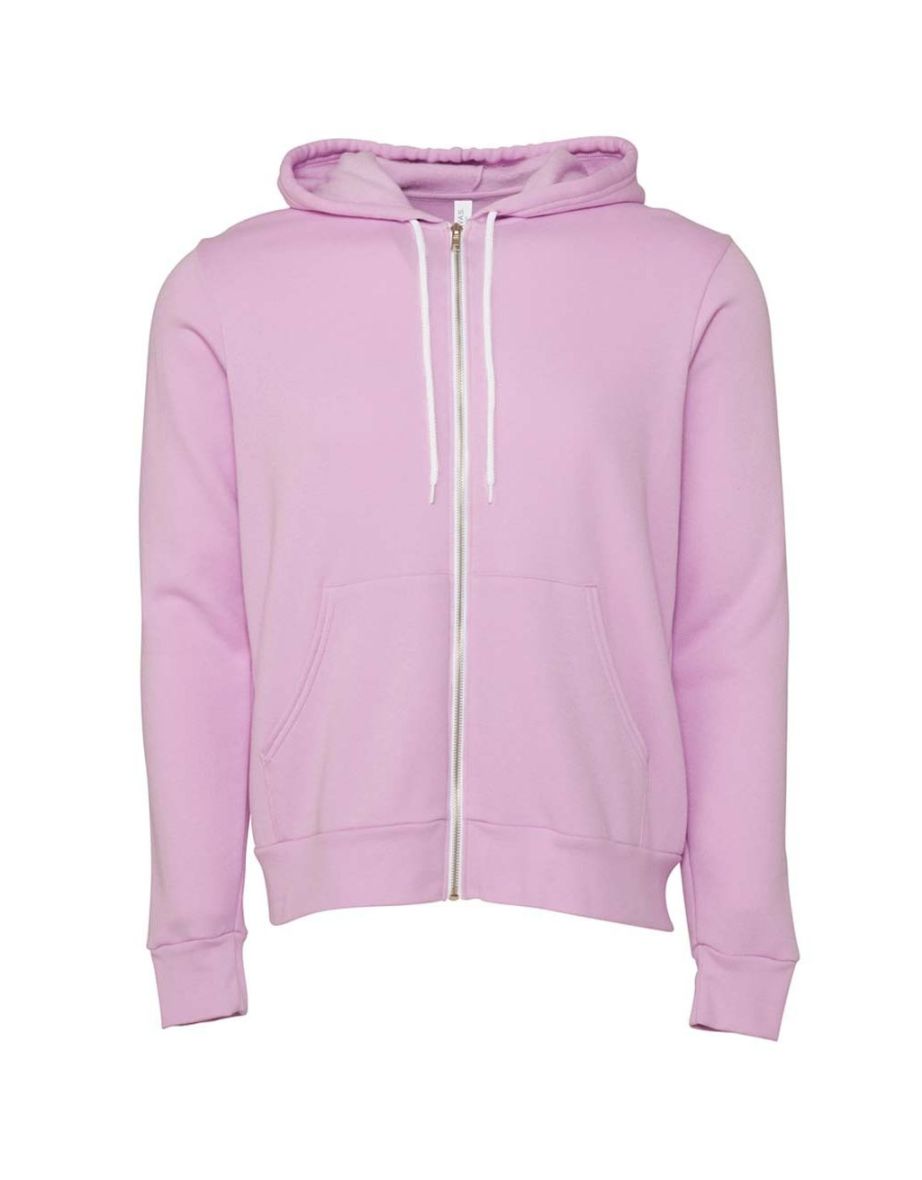 Bella + Canvas Adults Unisex Full Zip Hoodie - Lilac