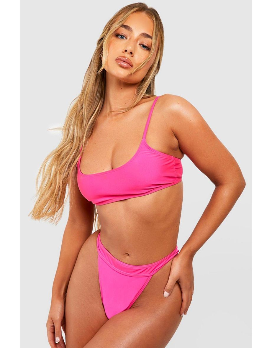 Essentials High Waist Tanga Bikini Brief - bright pink