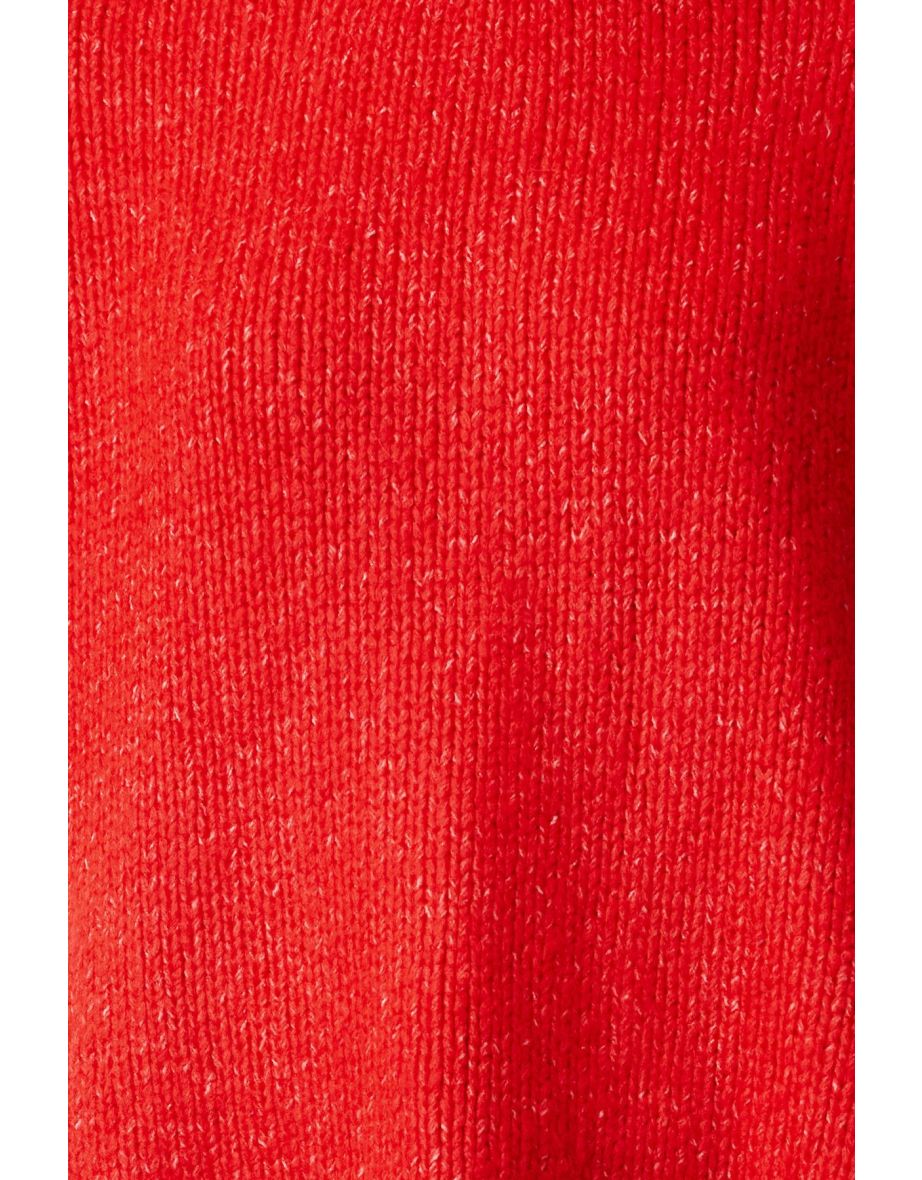 Red Wide Pattern Soft Texture Knitted Sweater - 4