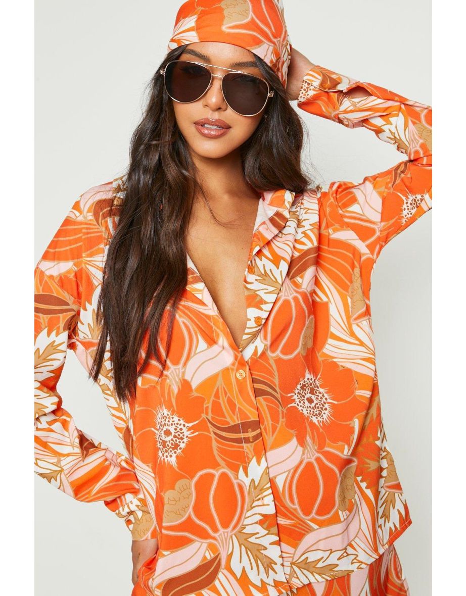 3 Piece Shirt, Short & Bandana Set - orange - 3