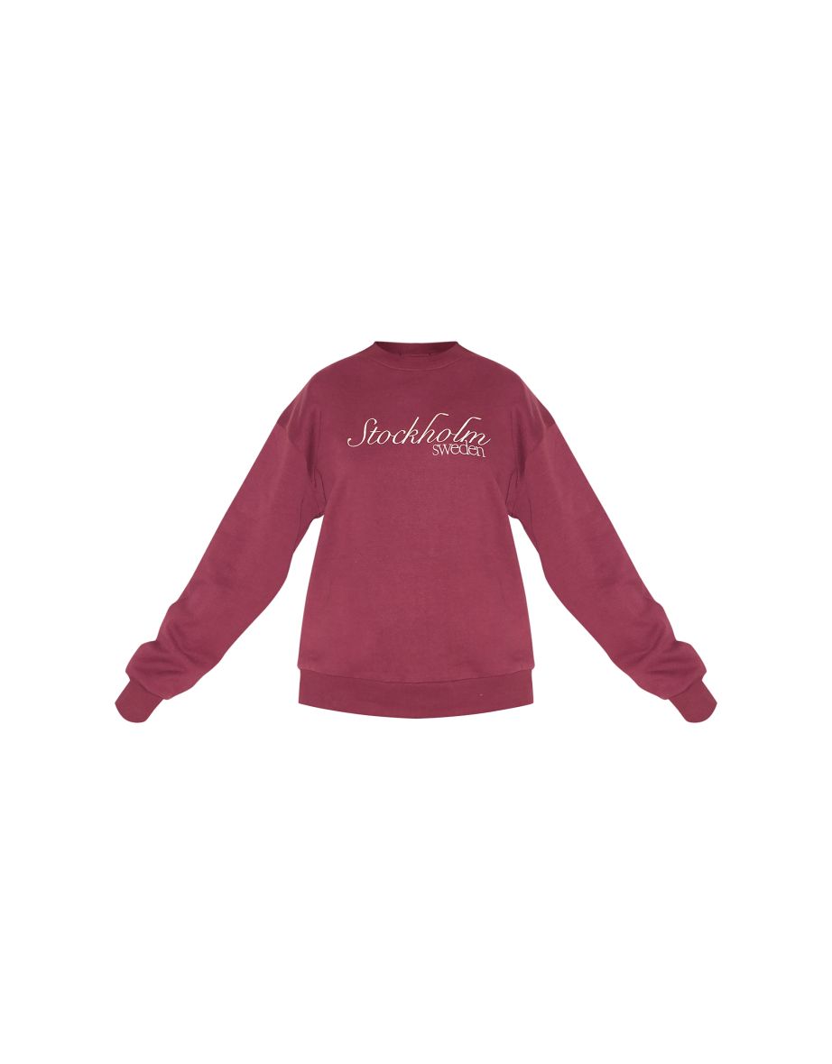 Burgundy Premium Stockholm Embroidered Sweatshirt - 4