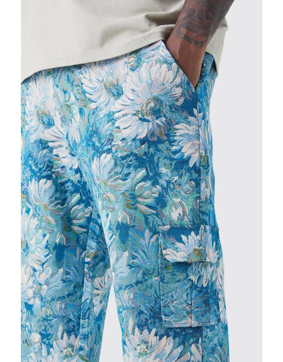 Plus Fixed Waist Floral Tapestry Cargo Trouser - 2