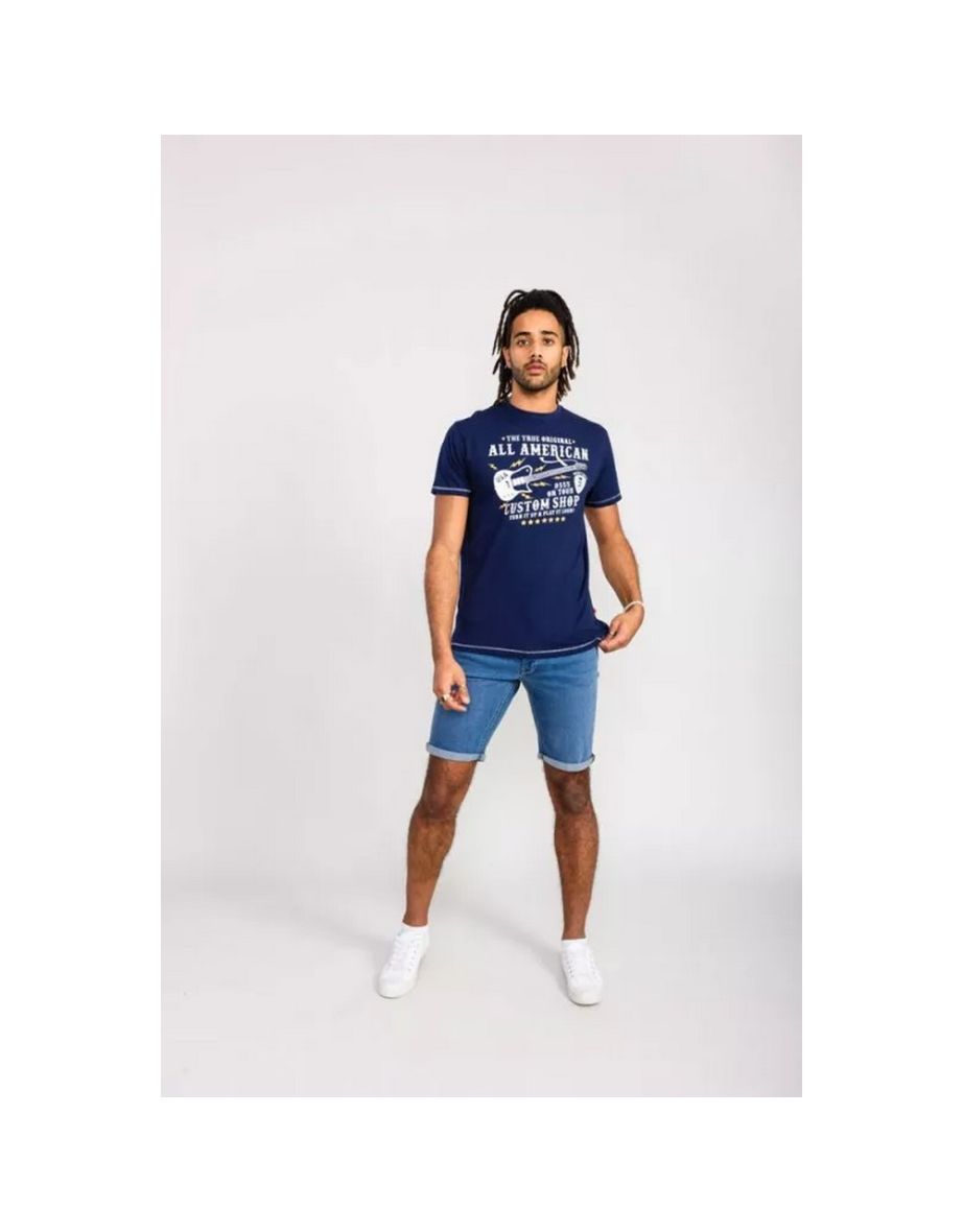 Duke Mens Bronte D555 Kingsize All American Guitar T-Shirt - Navy
