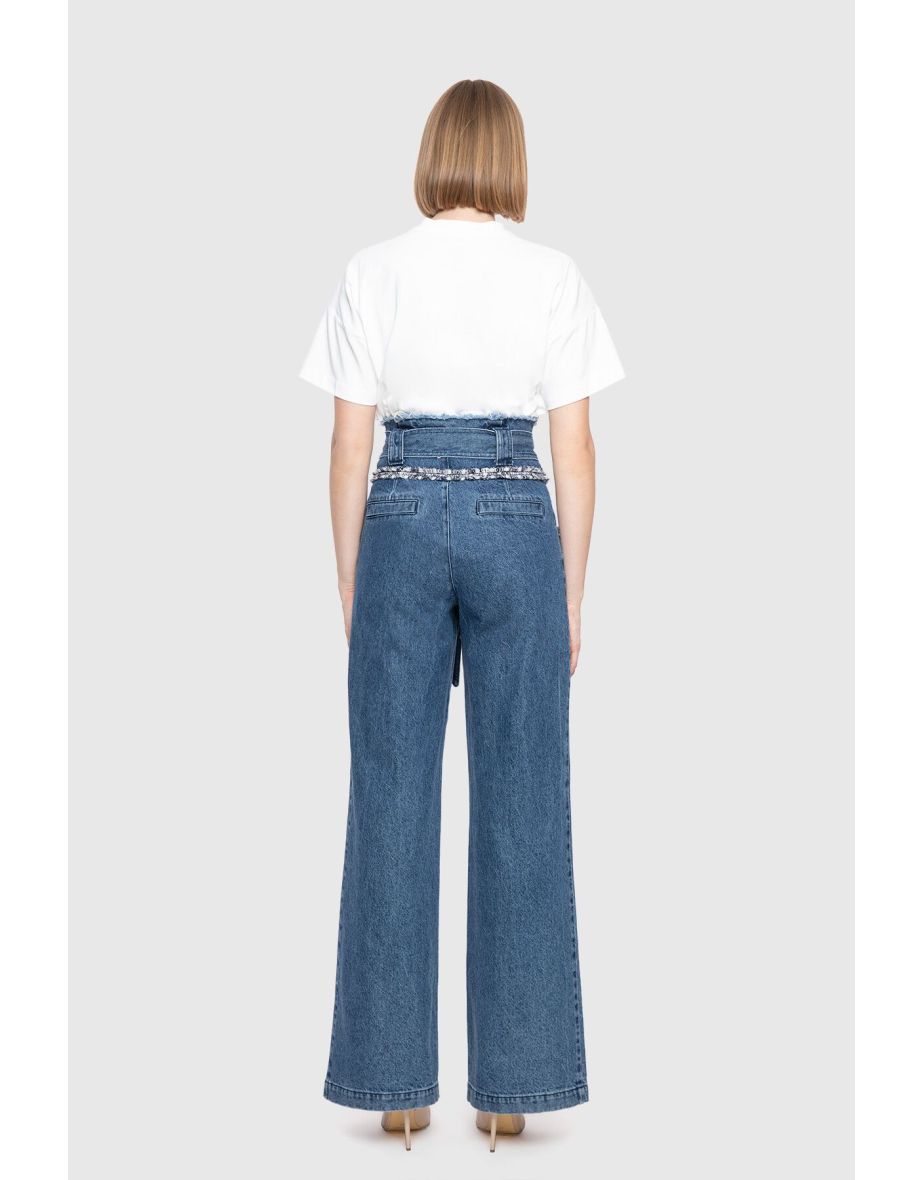 High Waist Tassel Striped Palazzo Trousers - 2
