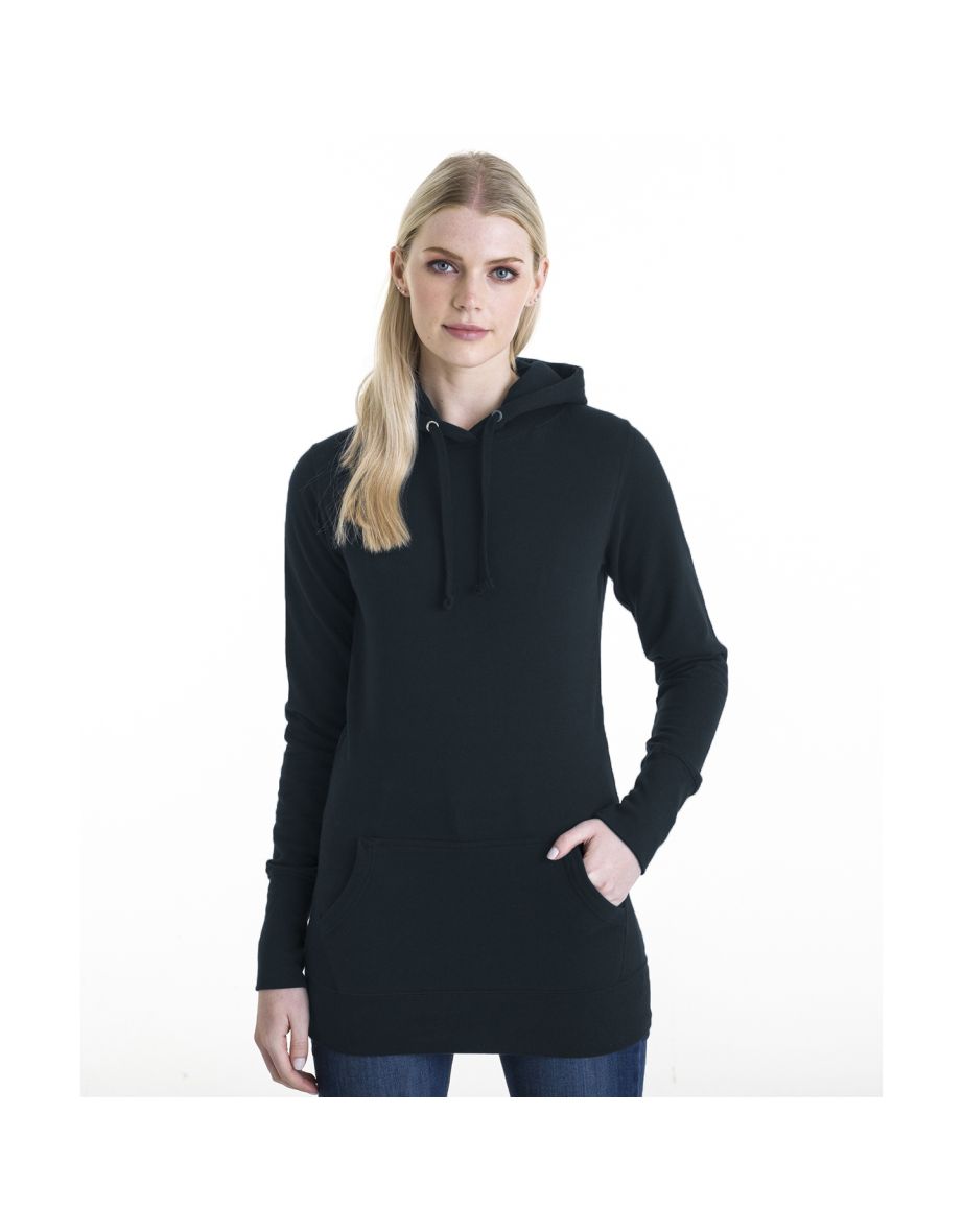 Awdis Girlie Womens Longline Hooded Sweatshirt / Hoodie - New French Navy - 1