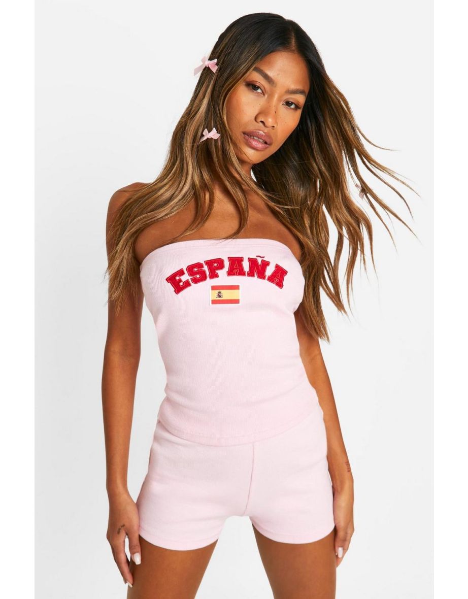 Espana Bandeau Top And Booty Short Set - light pink