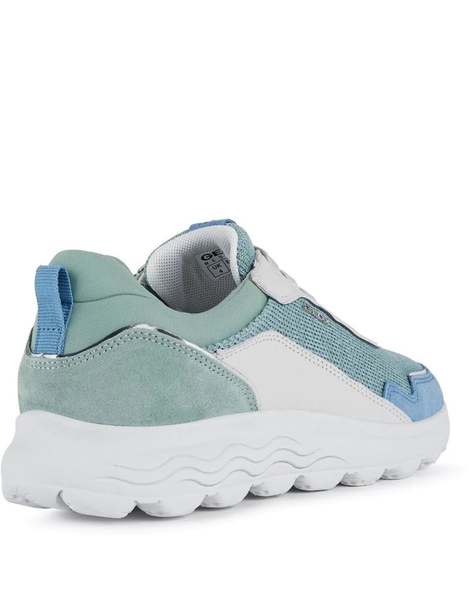 Geox Womens/Ladies Spherica Nappa Leather Trainers - White/Green - 2