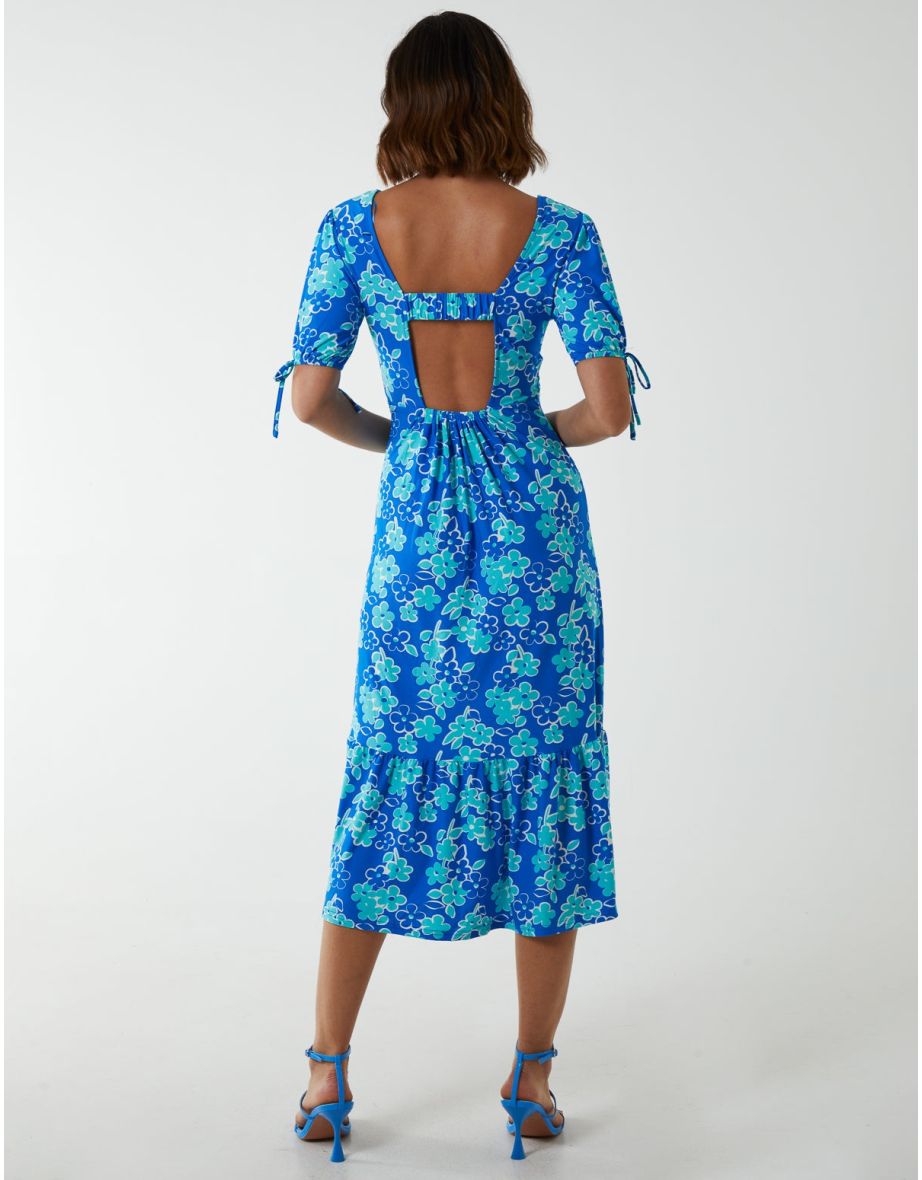Crew Neck Midi Dress With Scrunchie Back Detail - 3