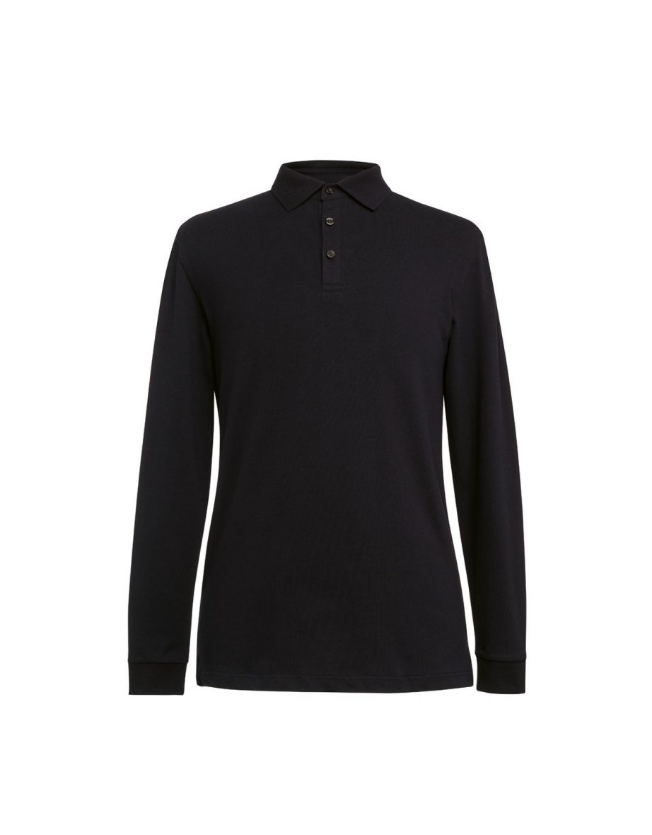 Brook Taverner Mens Frederick Long-Sleeved Polo Shirt - Black