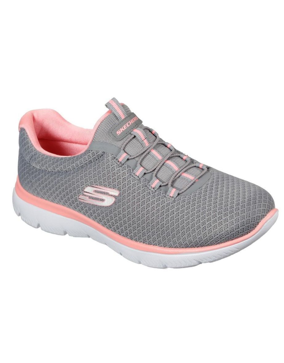 Shop Skechers Womens Ladies Summits Striding Slip On Trainer Grey Pale Pink Online in Iraq VogaCloset