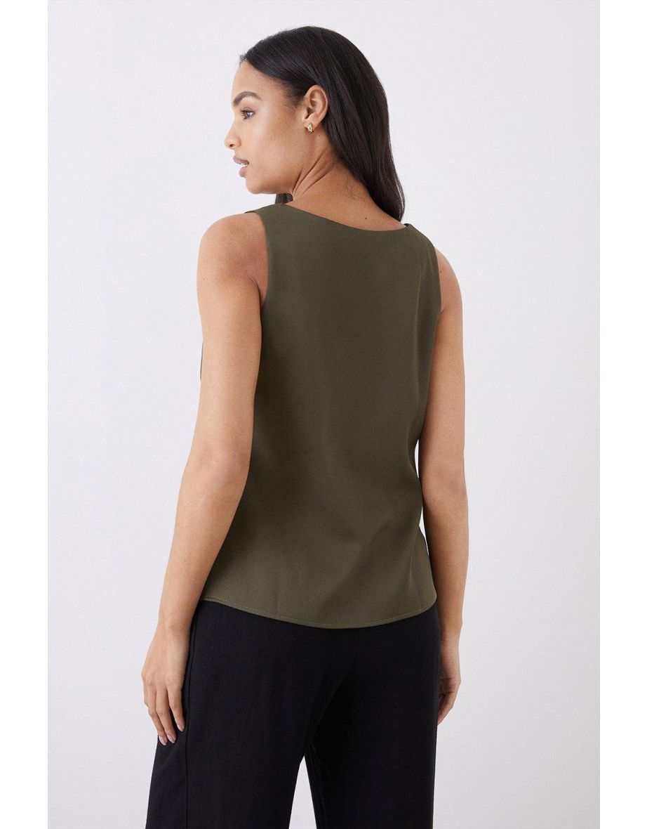 Scoop Neck Sleeveless Satin Vest - 2