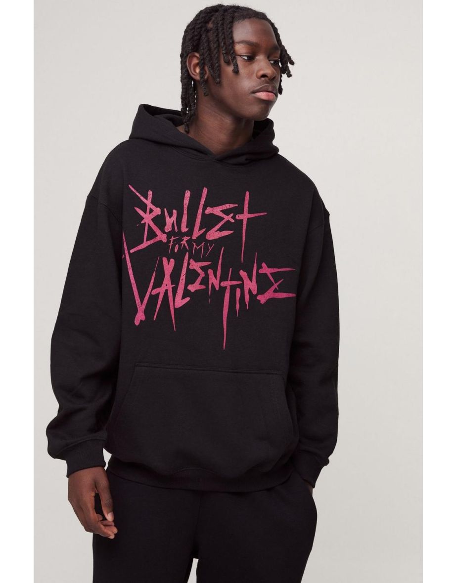 Oversized Bullet for my Valentine License Print Hoodie - black