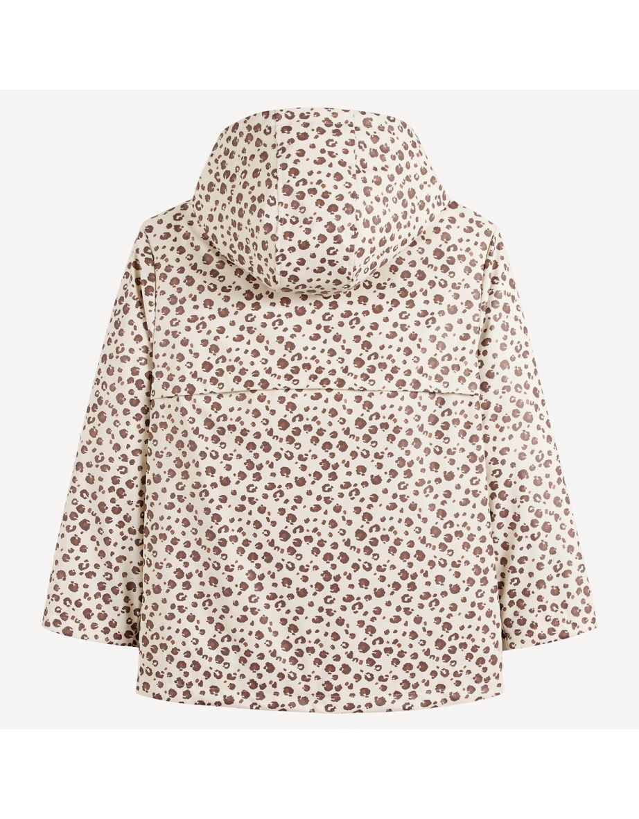 Hooded Waxed Jacket with Leopard Print - 4