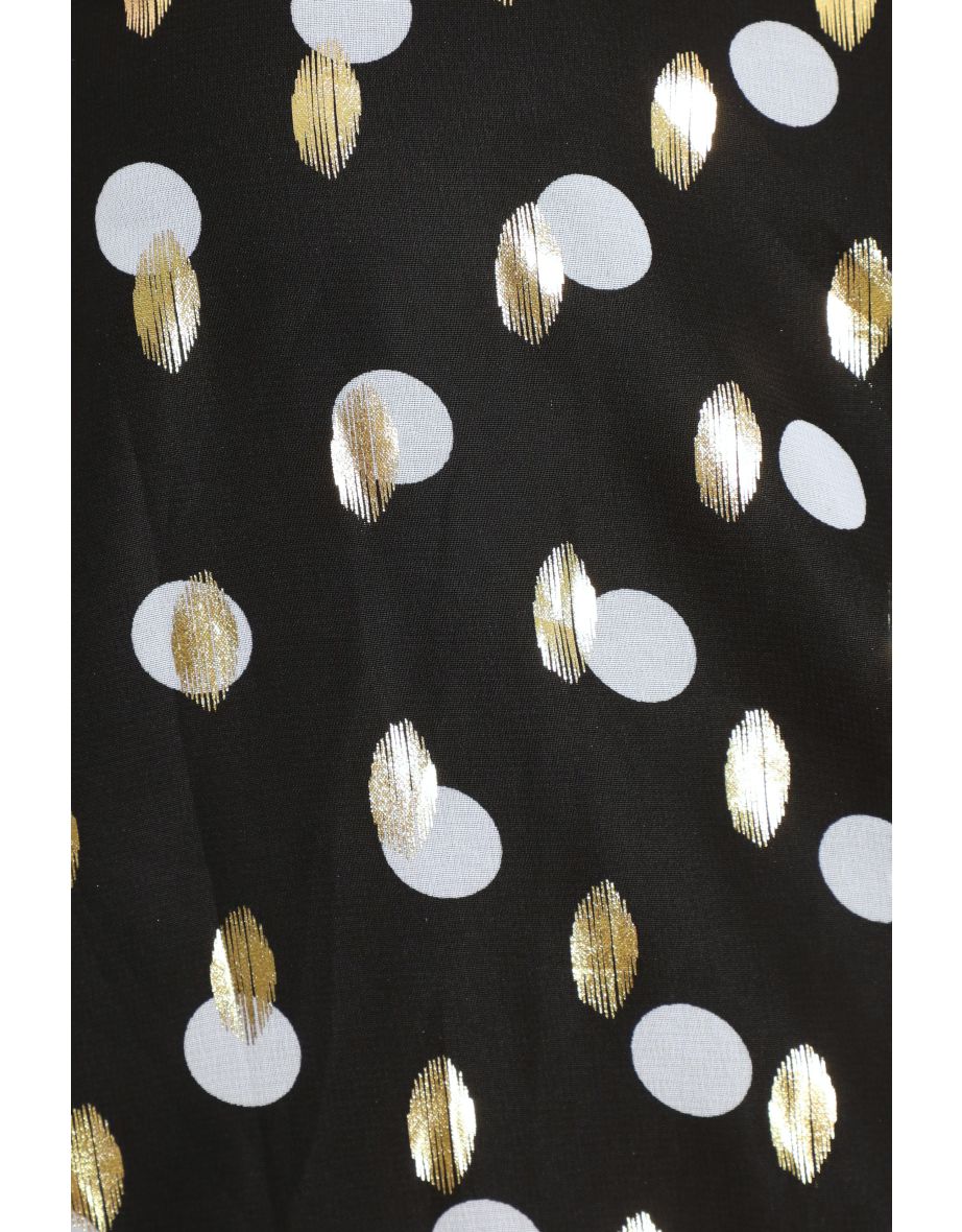 Curve Polka Dot Foil Wrap Top - 5