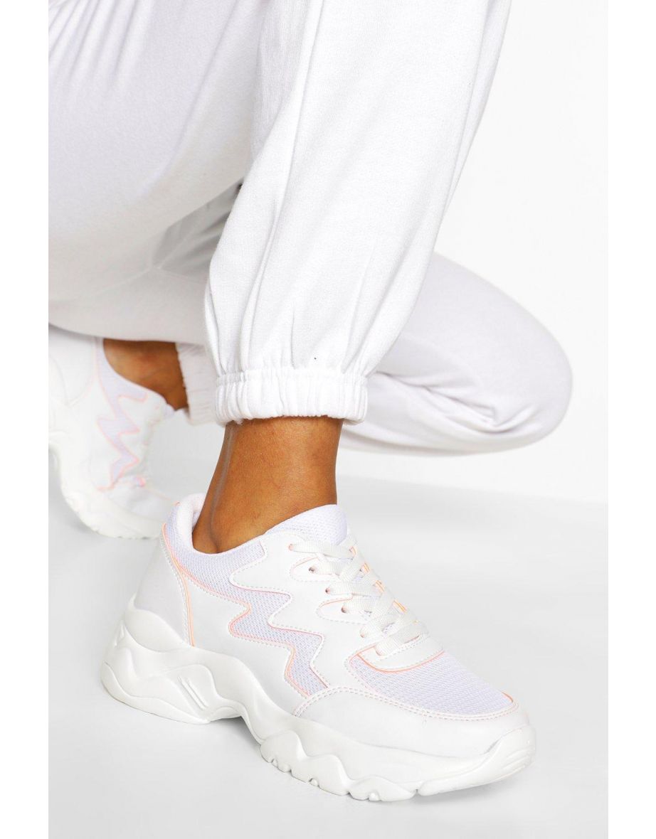 white chunky sole trainers