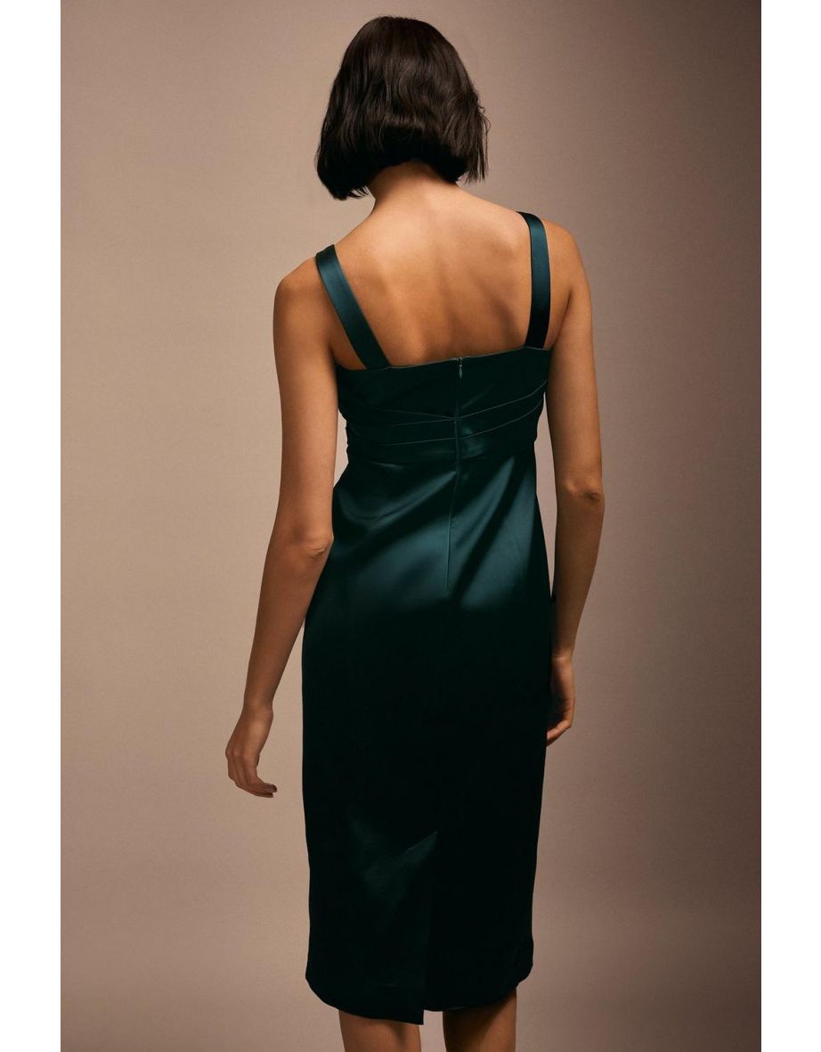 Julie Kuyath Premium Italian Satin Cross Front Pencil Midi Dr - 2