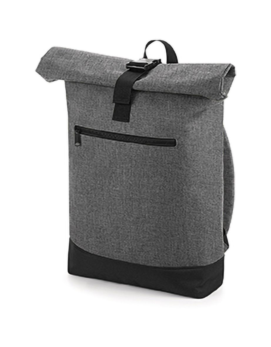 Bagbase Roll-Top Backpack / Rucksack / Bag (12 Litres) - Grey Marl/Black