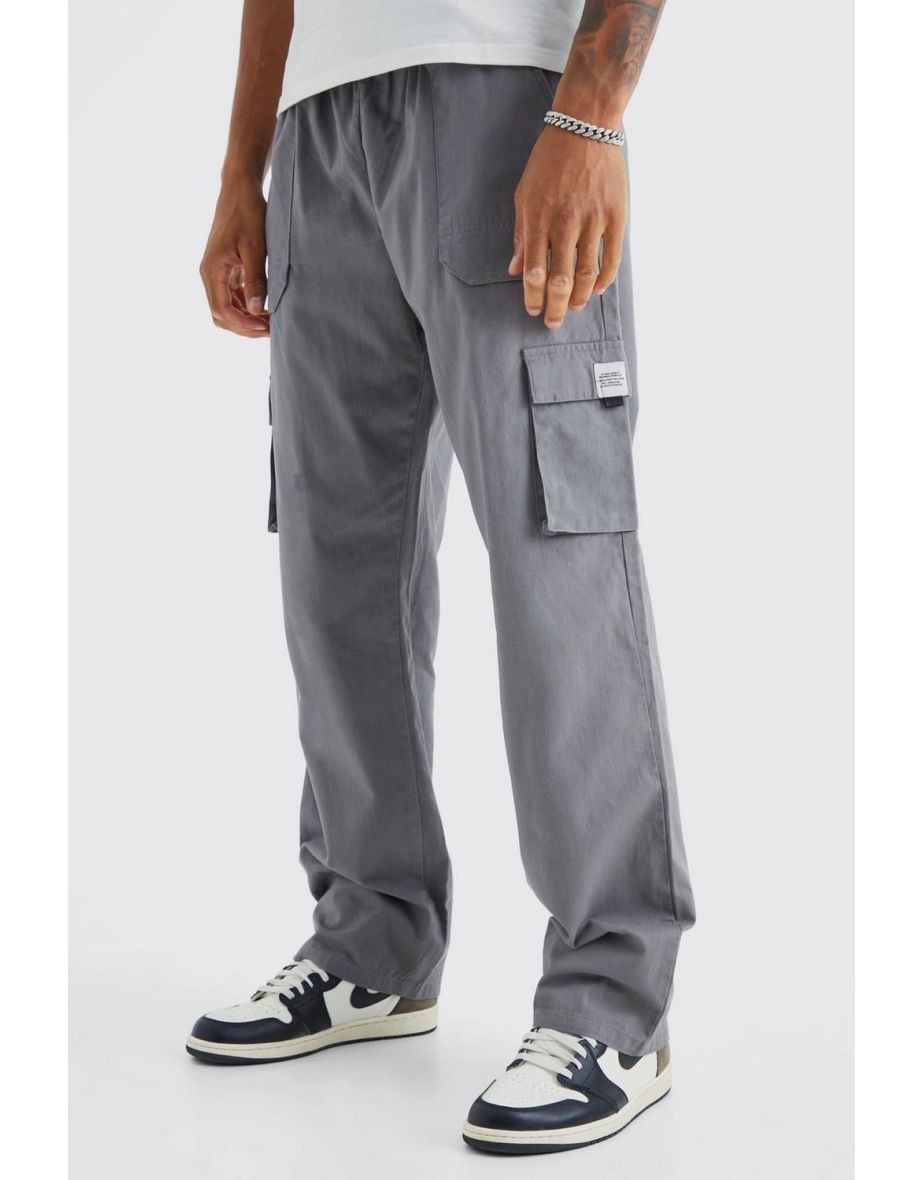 Tall Elastic Waist Relaxed Fit Buckle Cargo Jogger - slate