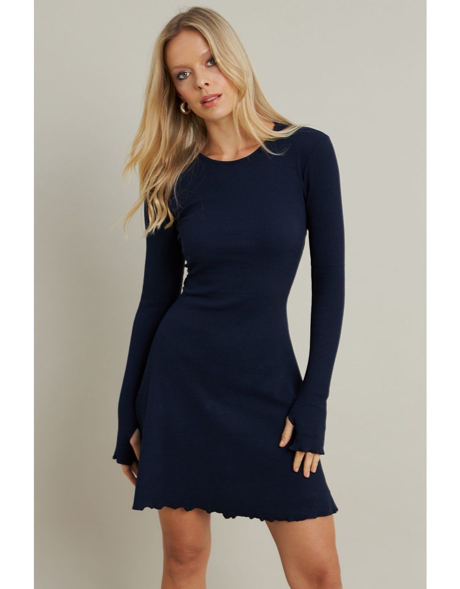 Women's Navy Blue Tie Camisole Mini Dress