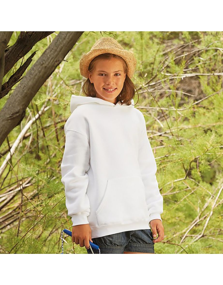 Fruit Of The Loom Kids Unisex Premium 70/30 Hooded Sweatshirt / Hoodie - White - 3