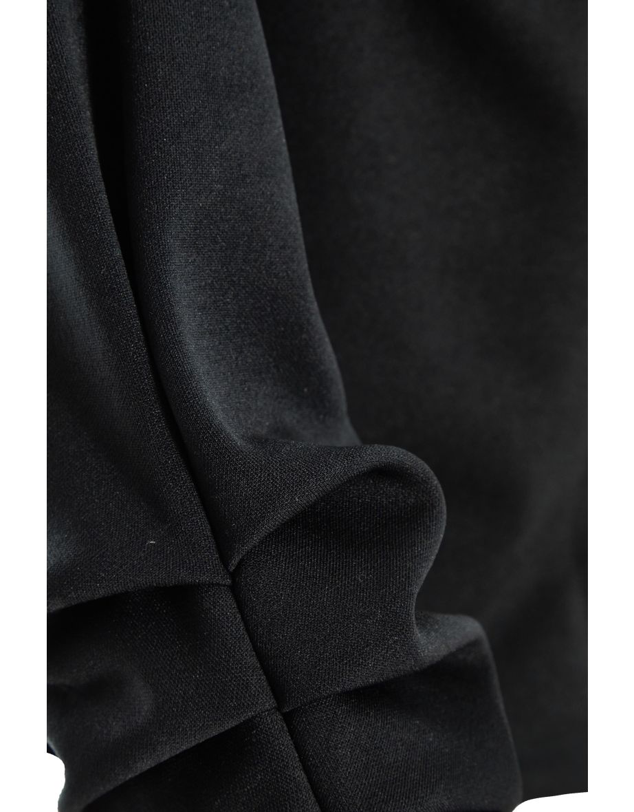 Black Shawl Collar Crop Jacket - 5