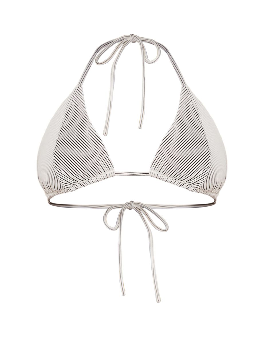 Plus White Textured Bikini Top - 3