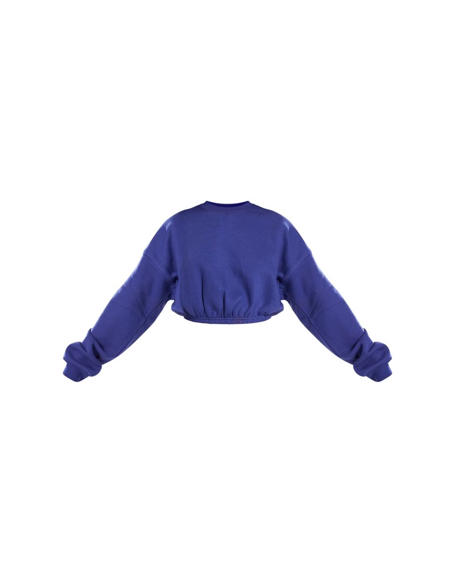Navy Oversized Cinched Fit Cropped Sweatshirt - 4