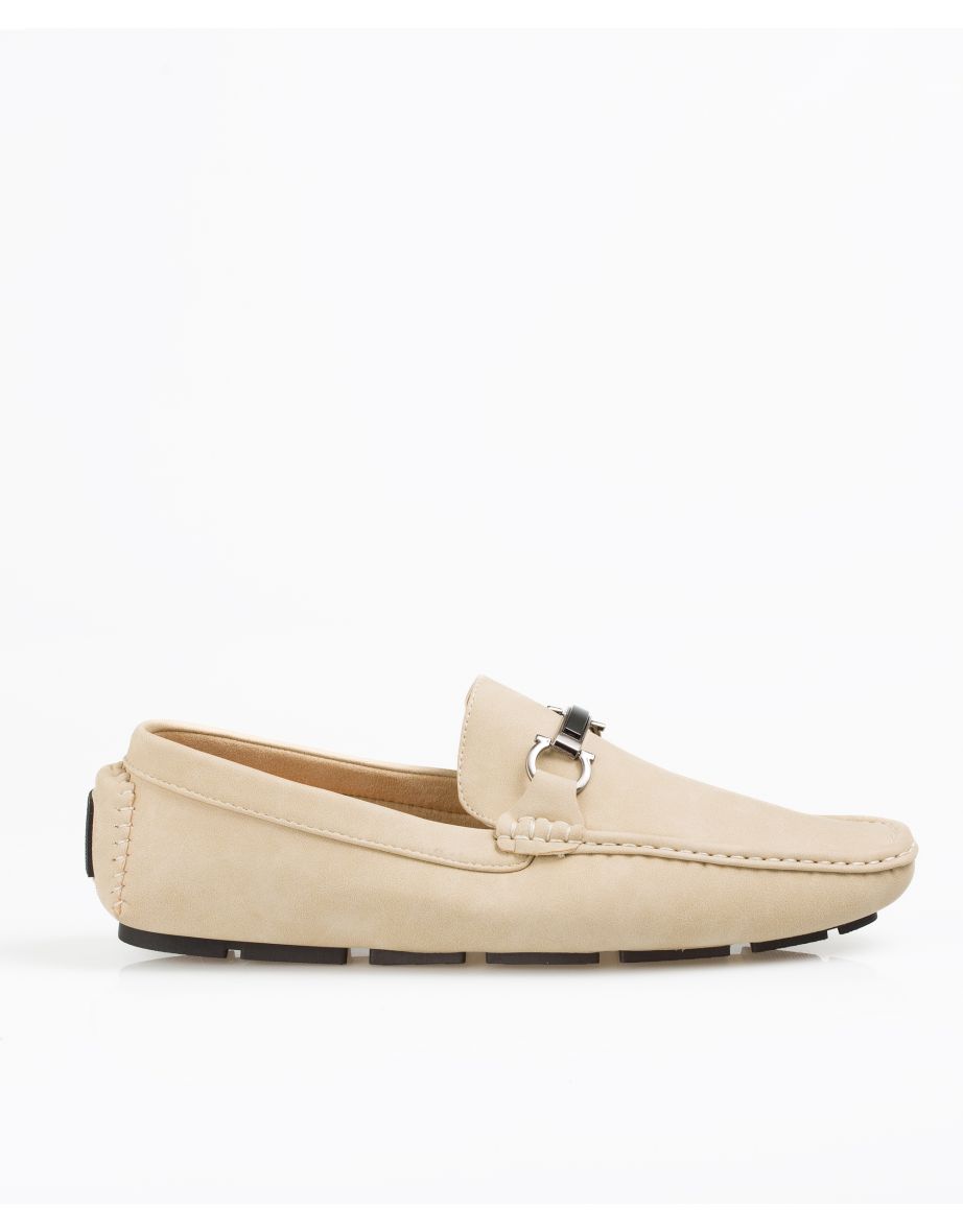 Metallic Buckle Faux Suede Driving Loafers Moccasin Slip On Shoes