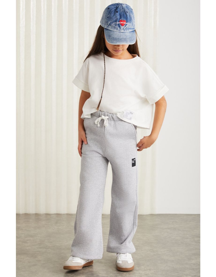 ornament labeled raising yarn girls flare trousers Gray