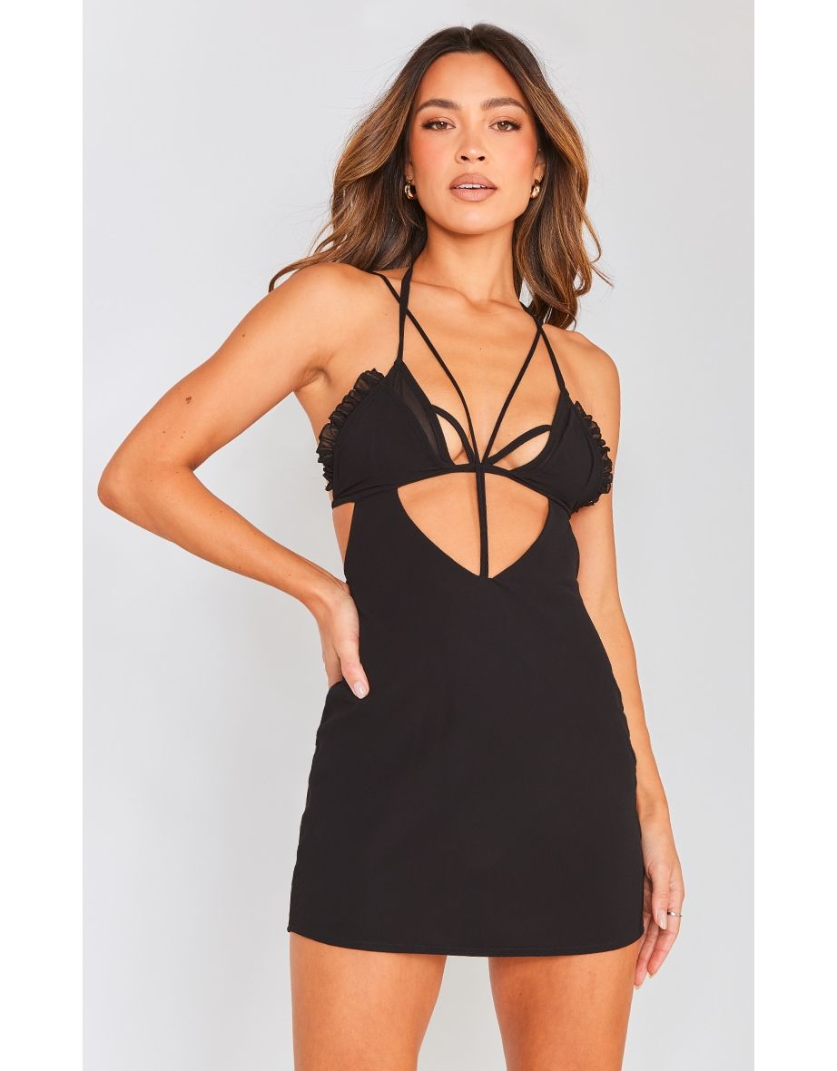 Pretty little thing black best sale strappy dress