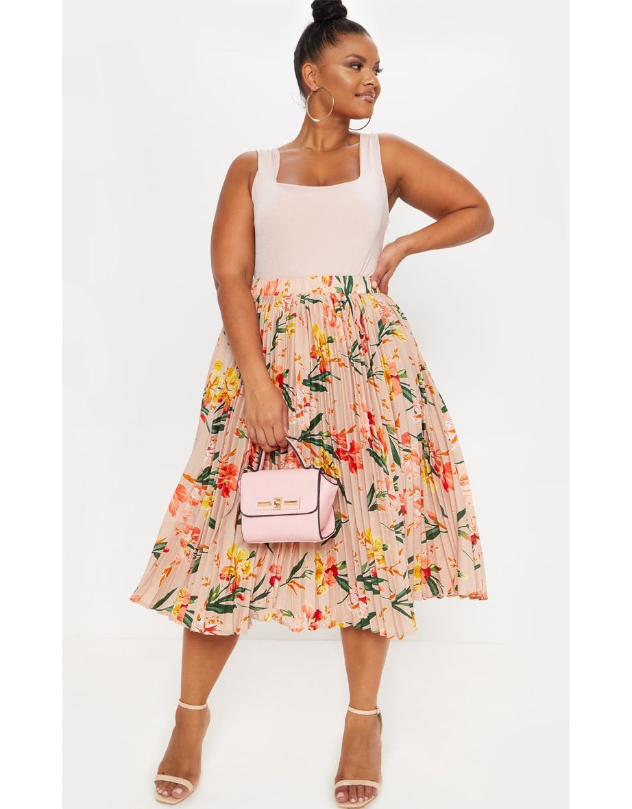 Pleated midi skirt plus best sale