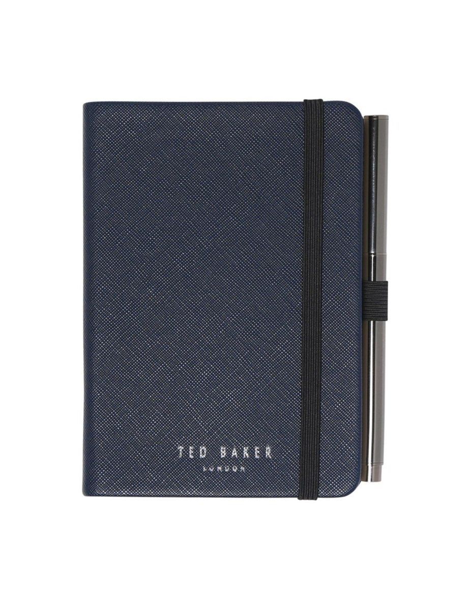 Eddiis Saffiano Leather A6 Notebook Navy - navy